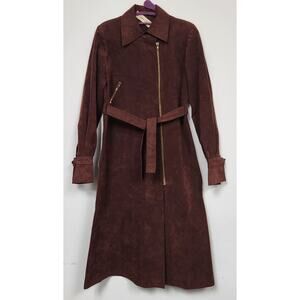 Vintage Shannon Rodgers for Jerry Silverman Brown Suede Trench Coat-Size Small